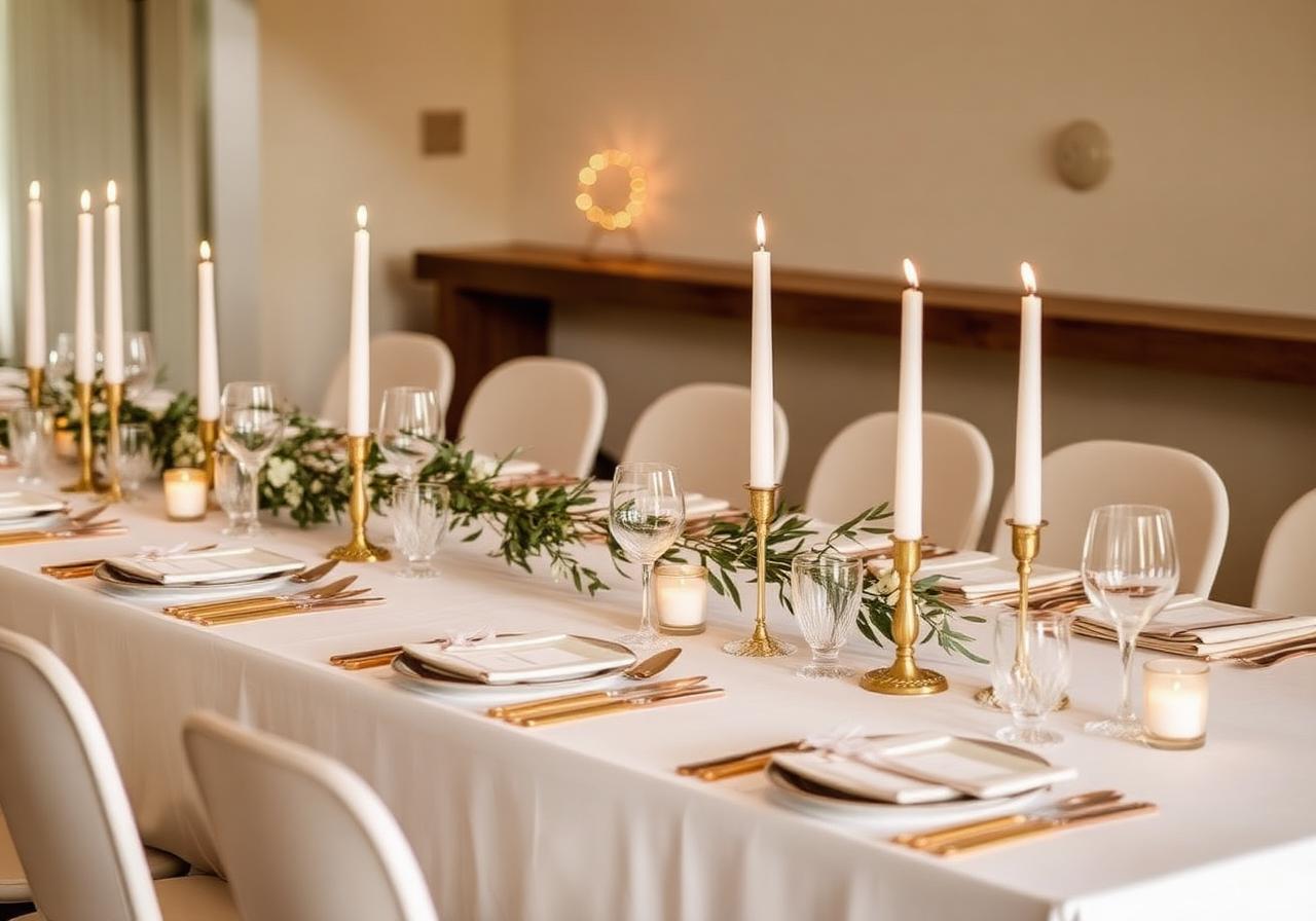 Mesa de jantar elegante preparada para um evento privado